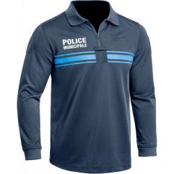 Polo POLICE MUNICIPALE bleu ML polyester col zip